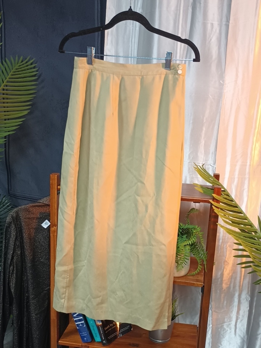 Classic Olive Green Midi Skirt